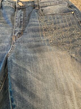 French Dressing Jeans.  New. USA 14.  Distressed with silver sparkle.  Suzanne